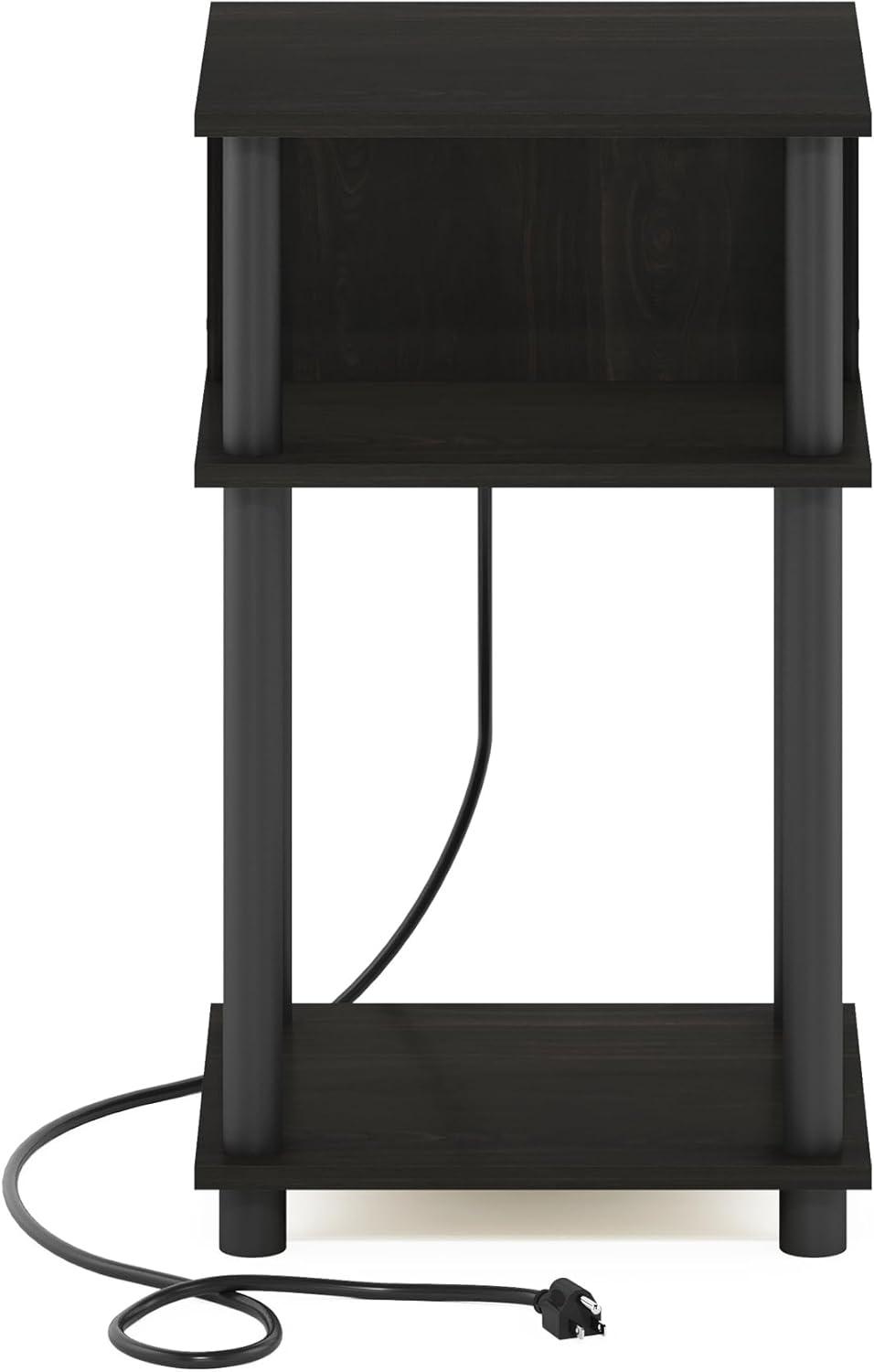 imageFurinno Moretti Side Table 3Tier End Table with Charging Station Metal Frame Night Stand Bedside Table with USB and TypeC Charging Port for Living Room Bedroom Bauhaus OakEspressoBlack