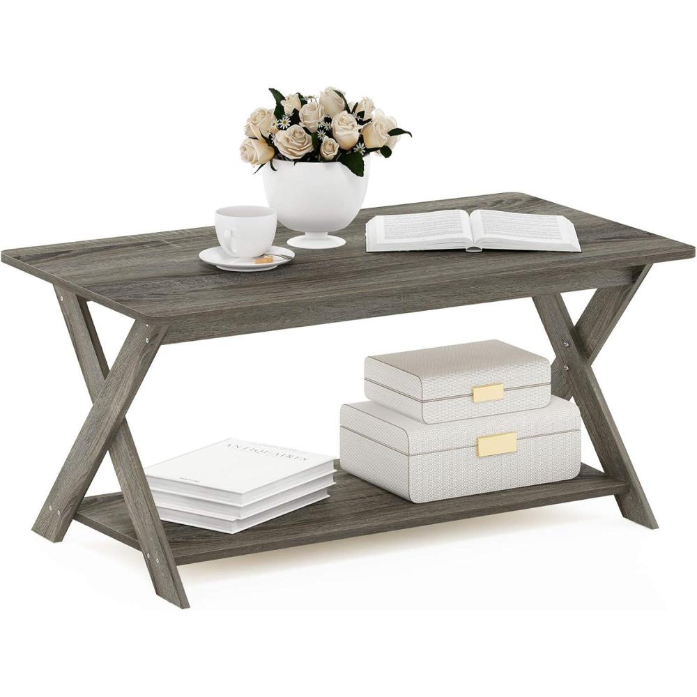 imageFURINNO Modern Simplistic Coffee Table EspressoFrench Oak