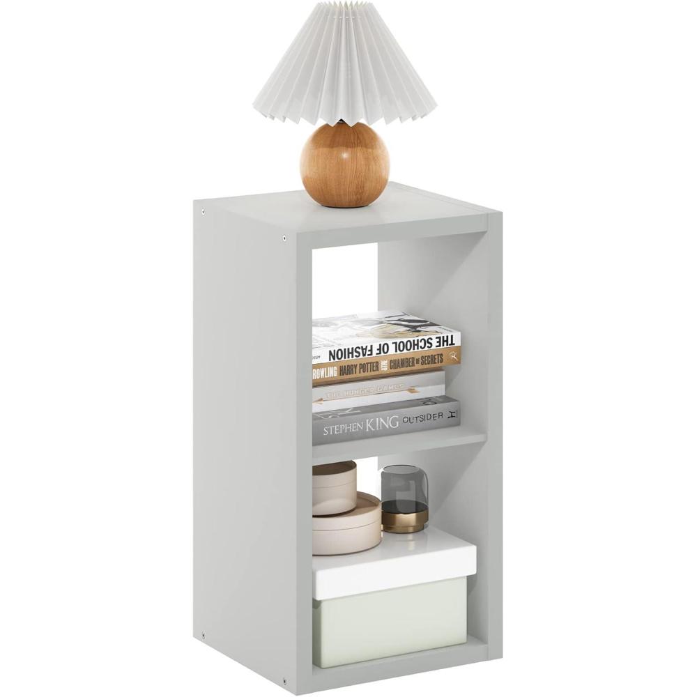 imageFurinno CUBICLE Book Shelf 6Cube Bookshelf Extra Thick Frame Horizontally amp Vertically Reversible Bookcase with Open Back 146 x 44 x 30 for Living Room Bedroom Home Office Light GreyLight Grey