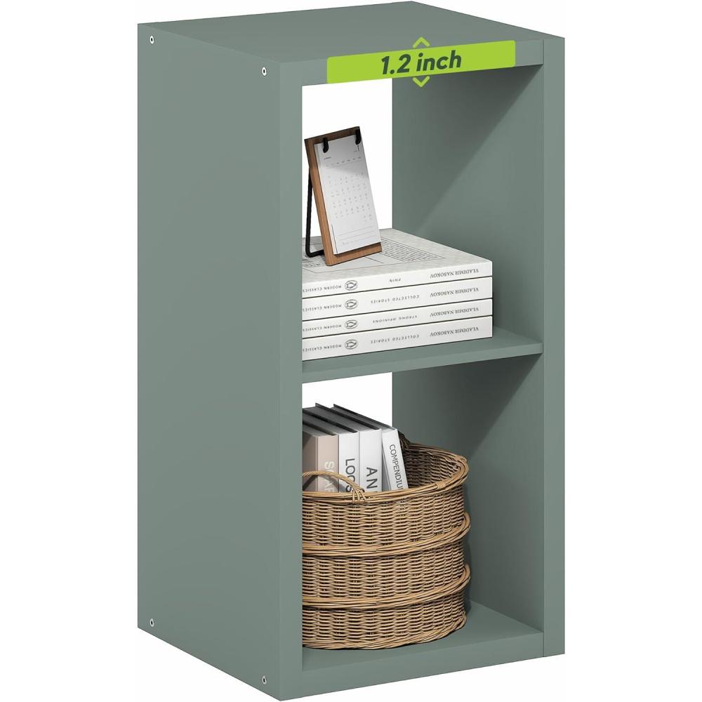 imageFurinno CUBICLE Book Shelf 6Cube Bookshelf Extra Thick Frame Horizontally amp Vertically Reversible Bookcase with Open Back 146 x 44 x 30 for Living Room Bedroom Home Office Light GreySage Green