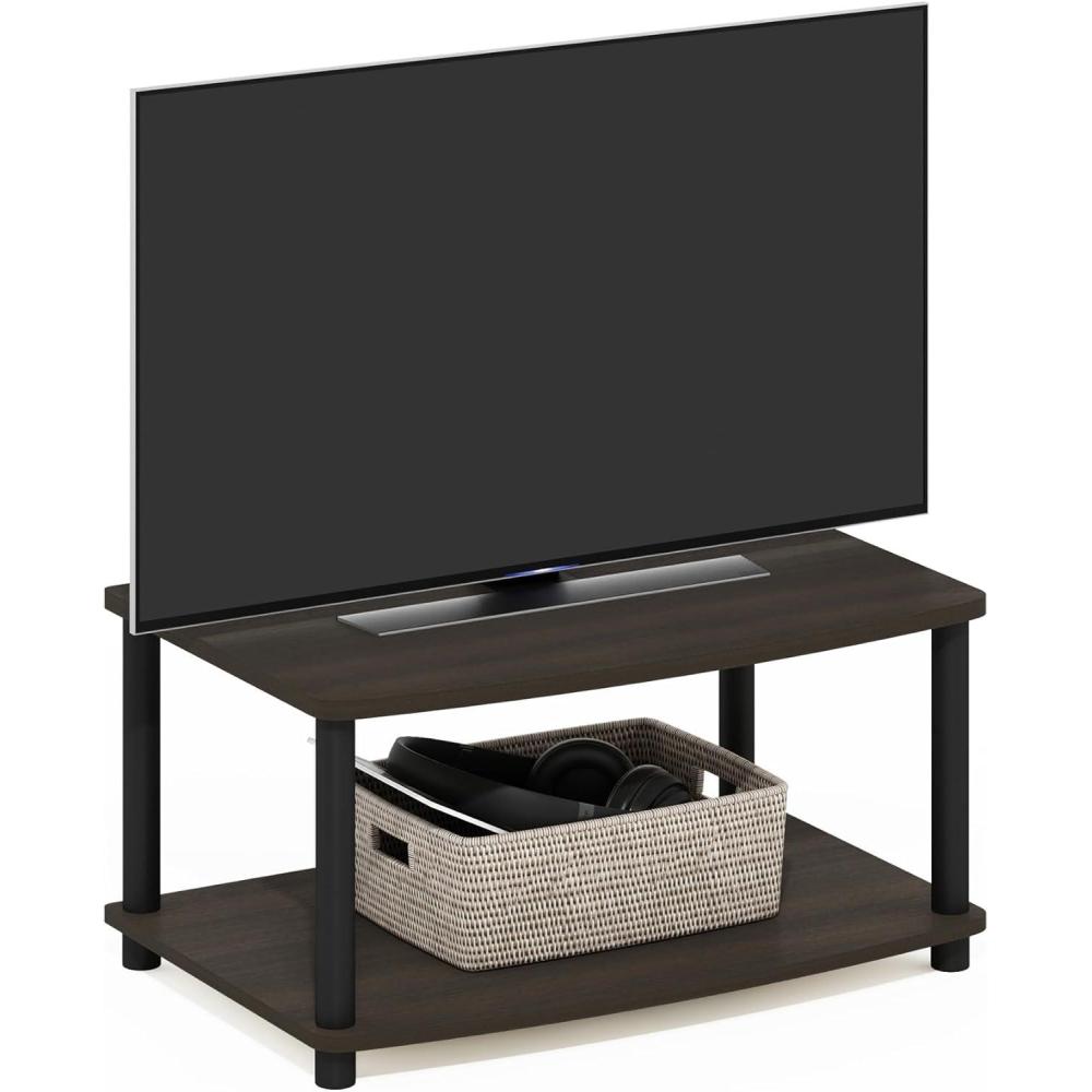 imageFurinno JUST Coffee Table 3Tier Modern Coffee Table with Open Shelf Toolless Assembly Side Table for Living Room Bedroom Home Office WhiteDark BrownBlack