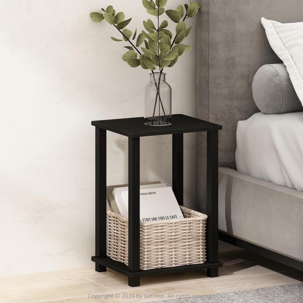 imageFurinno Just 3Tier TurnNTube Open Storage Nightstand 1Pack Plastic Poles AmericanoBlackEspressoBlack