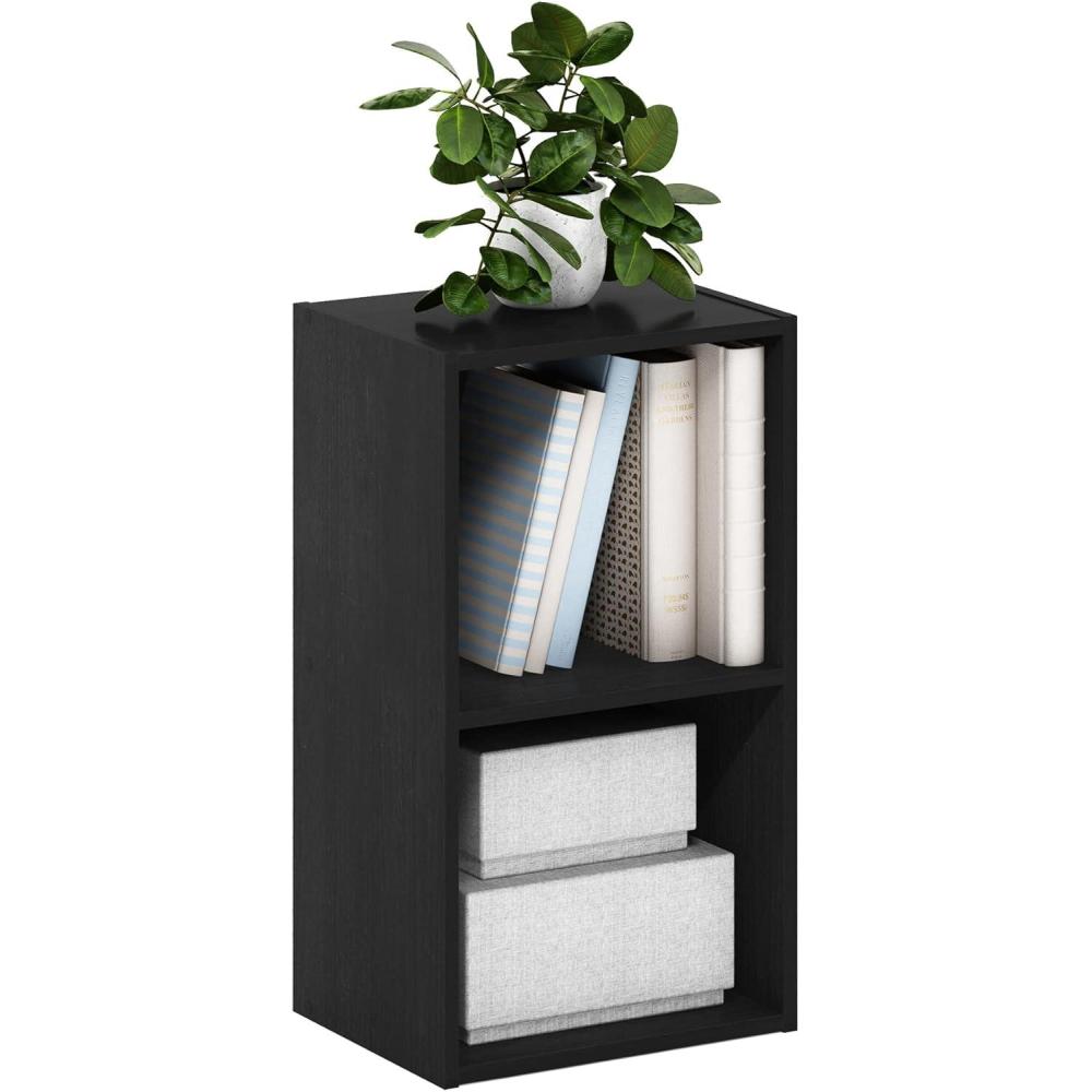 imageFurinno LUDER Book Shelf 3Cube Bookshelf Bookcase with Open Shelves 93 x 12 x 315 for Living Room Bedroom Home Office WhiteBlackwood