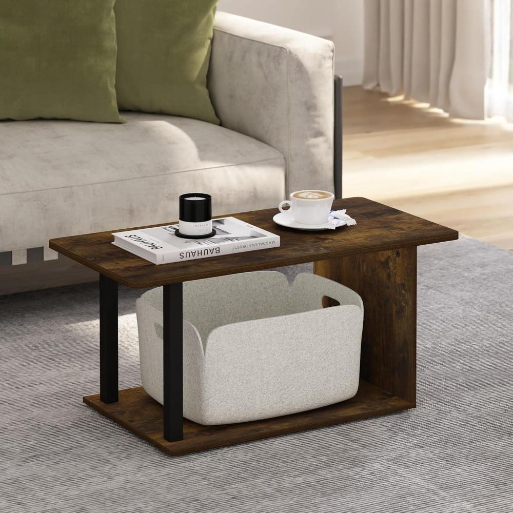 imageFurinno Simple Design Coffee Table French Oak GreyBlackAmber OakBlack