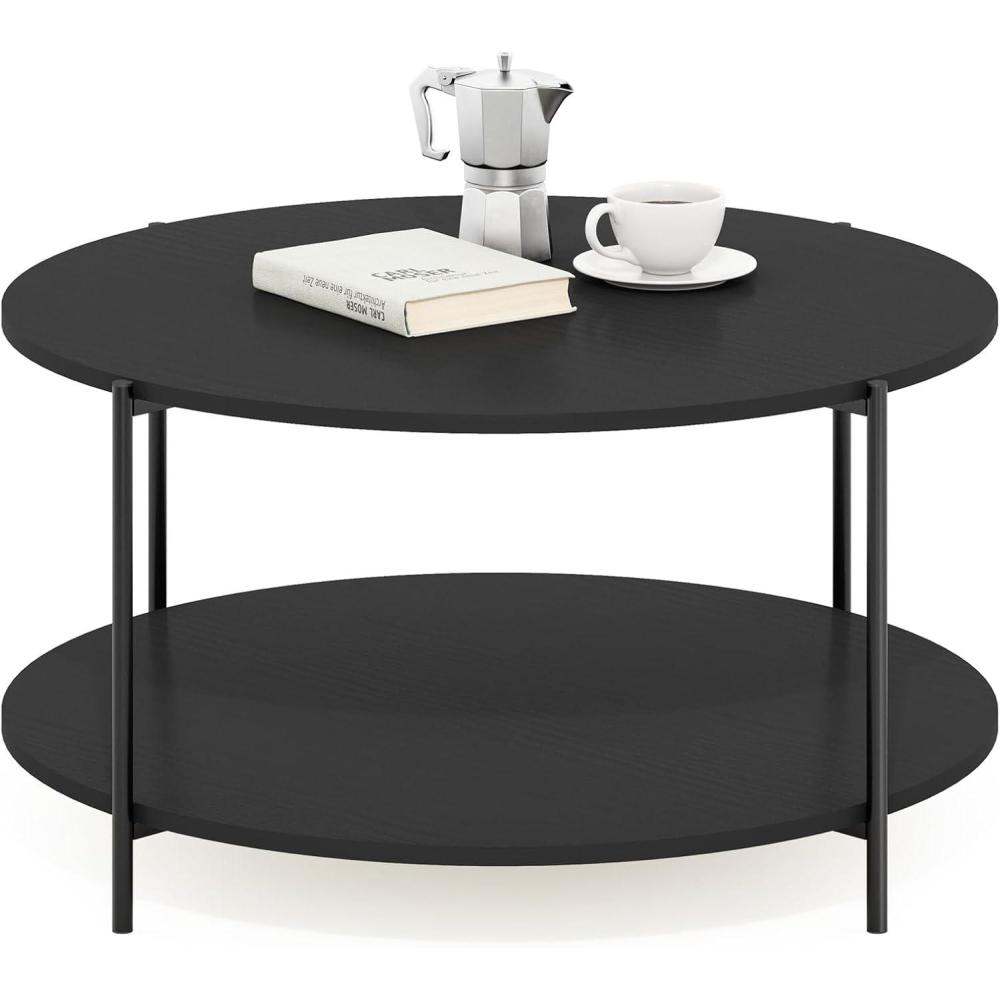 imageFurinno Simple Design Coffee Table French Oak GreyBlackAmericanoBlack