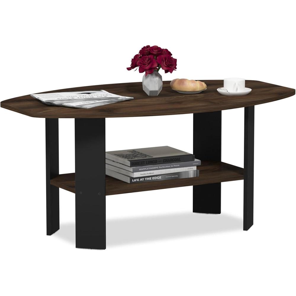 imageFurinno Simple Design Coffee Table French Oak GreyBlackColumbia WalnutBlack
