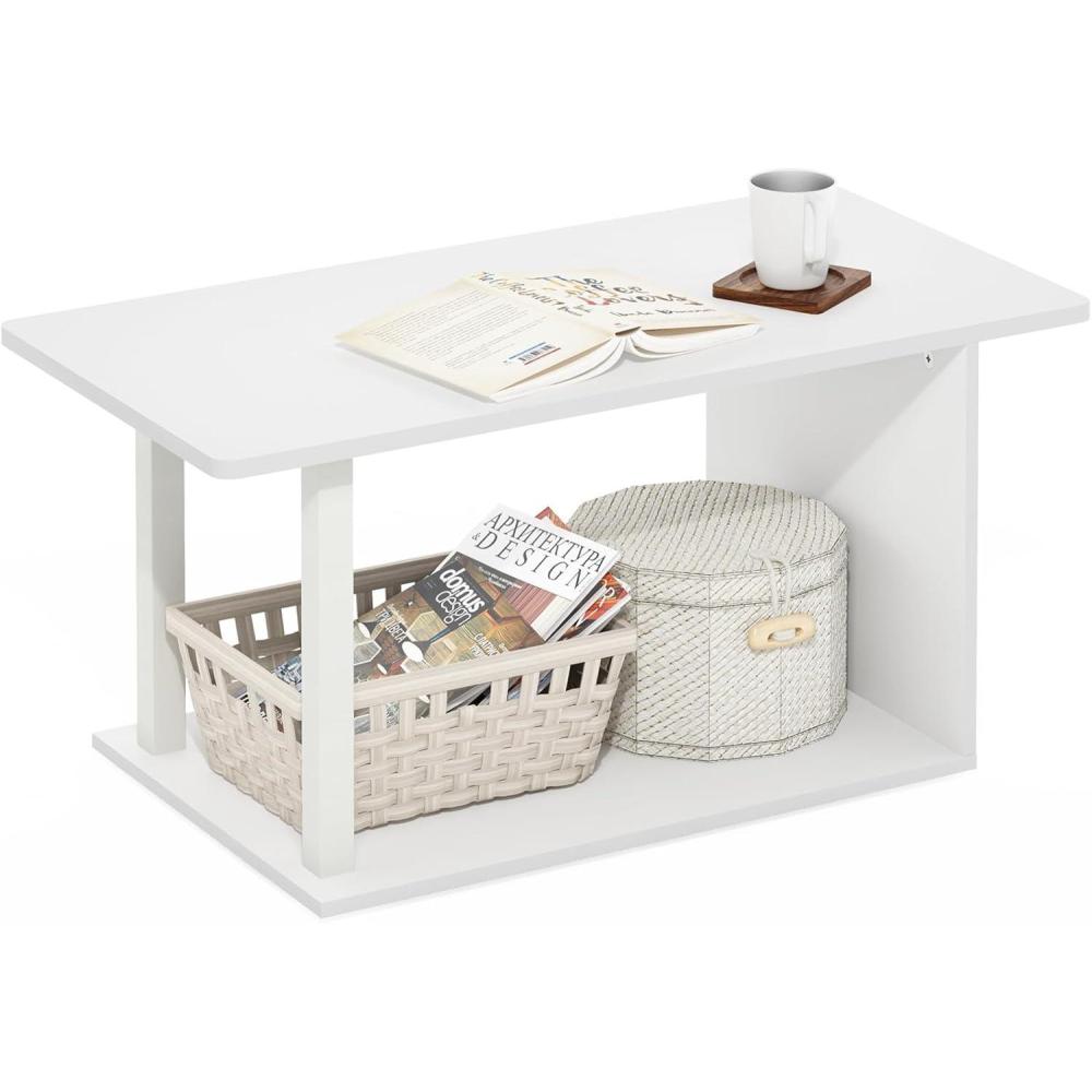 imageFurinno Simple Design Coffee Table French Oak GreyBlackWhiteWhite