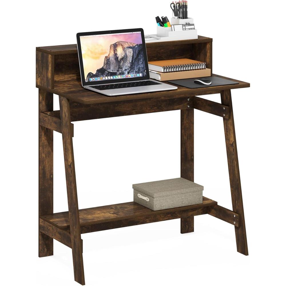 imageFurinno Simplistic A Frame Computer Desk BlackFrench Oak GreyAmber Pine