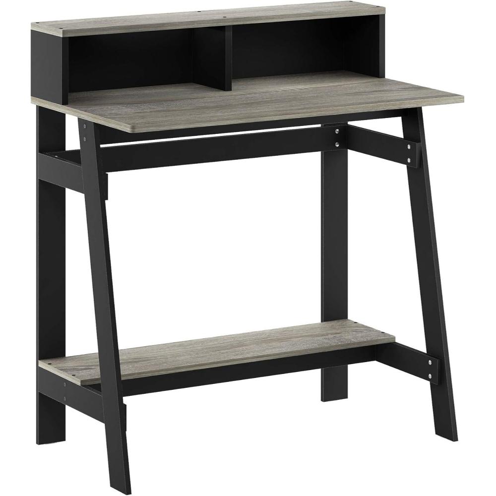 imageFurinno Simplistic A Frame Computer Desk BlackFrench Oak GreyBlackFrench Oak Grey
