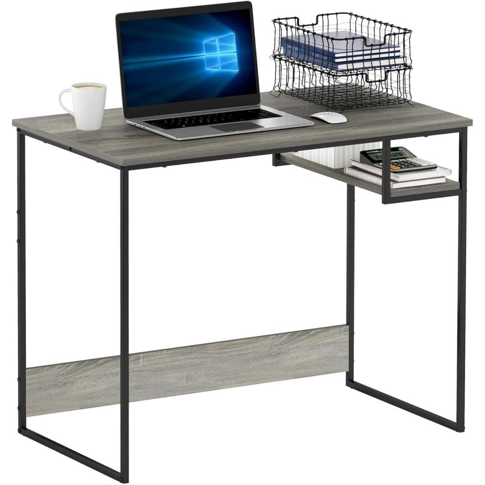 imageFurinno Simplistic A Frame Computer Desk BlackFrench Oak GreyFrench Oak Grey