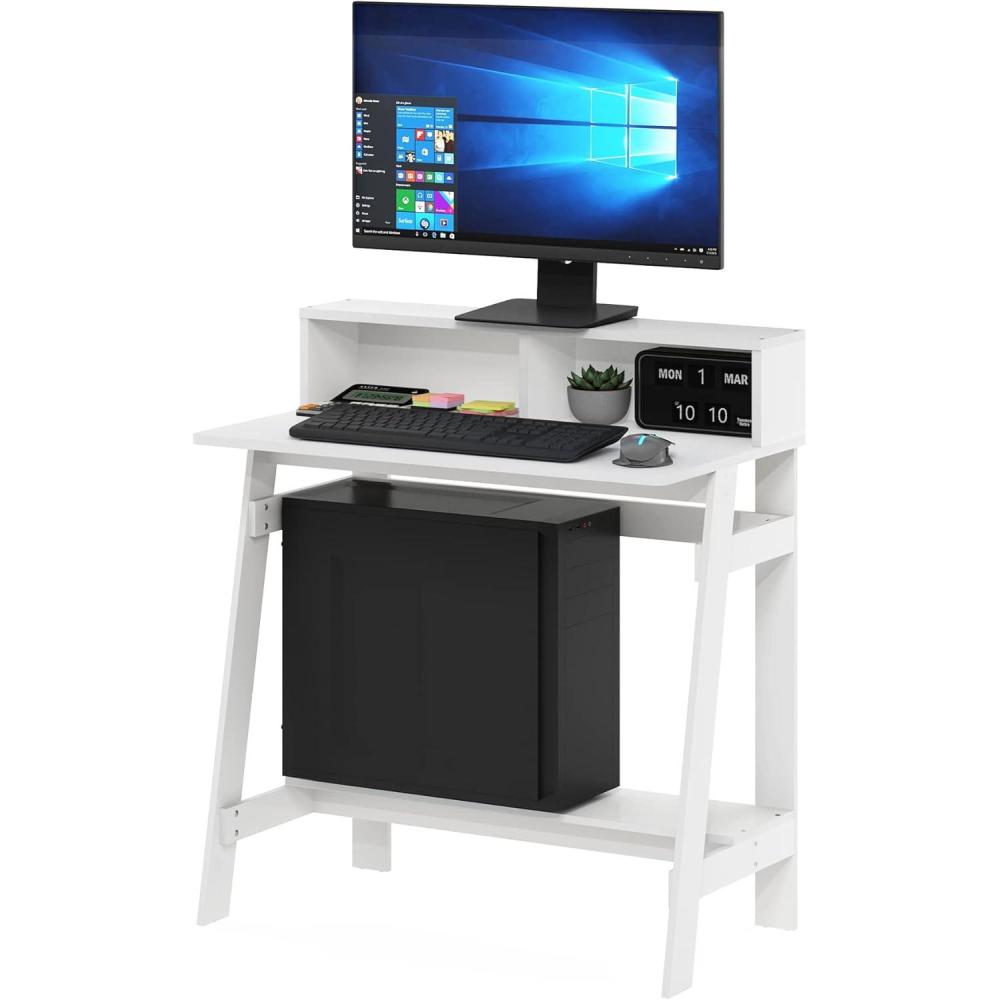 imageFurinno Simplistic A Frame Computer Desk BlackFrench Oak GreyWhite