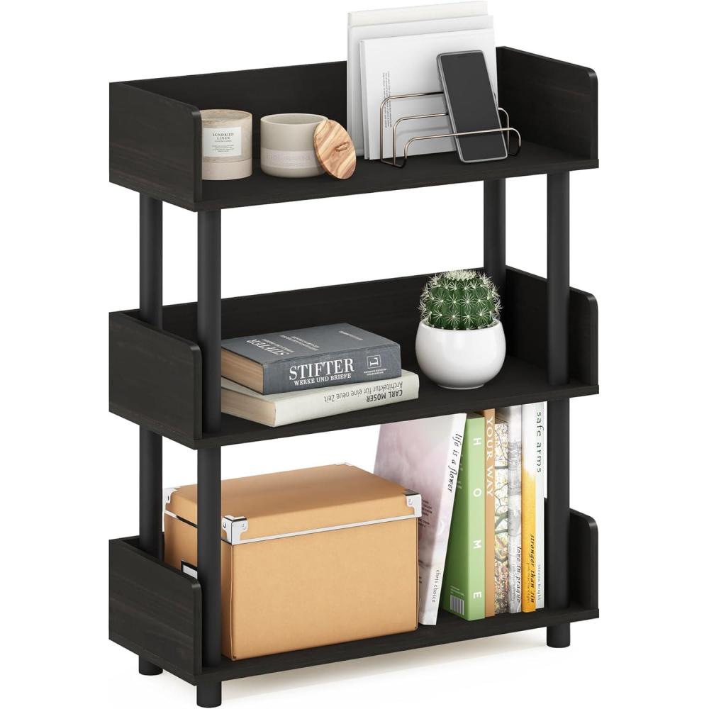 imageFurinno TURNNTUBE Corner Shelf 5Tier Corner Bookshelf Open Storage Shelves for Organization and Storage Living Room Home Office Garage Bedroom EspressoEspresso