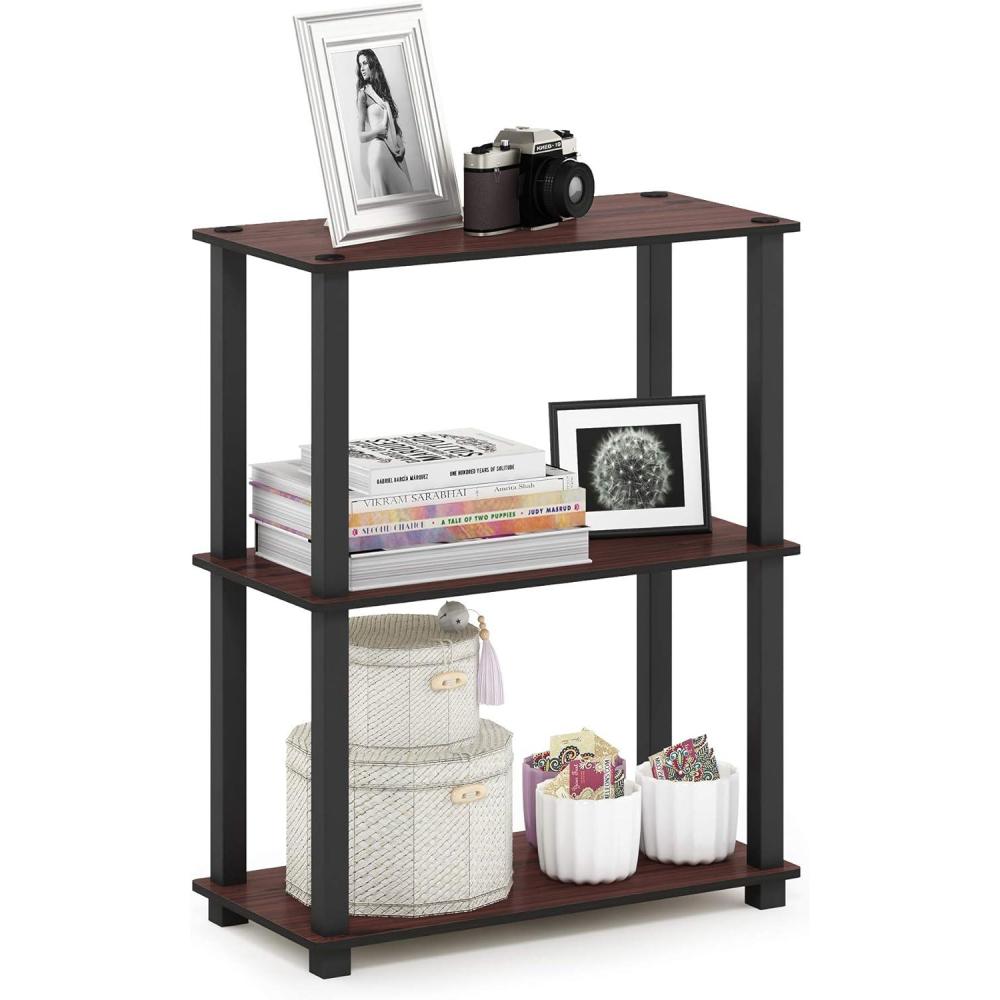 imageFurinno TURNNTUBE Corner Shelf 5Tier Corner Bookshelf Open Storage Shelves for Organization and Storage Living Room Home Office Garage Bedroom EspressoDark CherryBlack