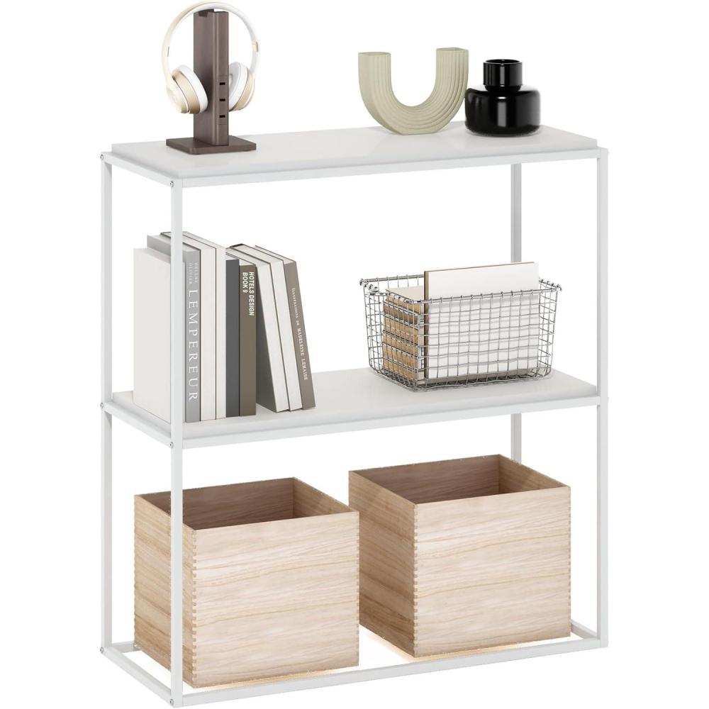 imageFurinno TURNNTUBE Corner Shelf 5Tier Corner Bookshelf Open Storage Shelves for Organization and Storage Living Room Home Office Garage Bedroom EspressoSolid WhiteWhite