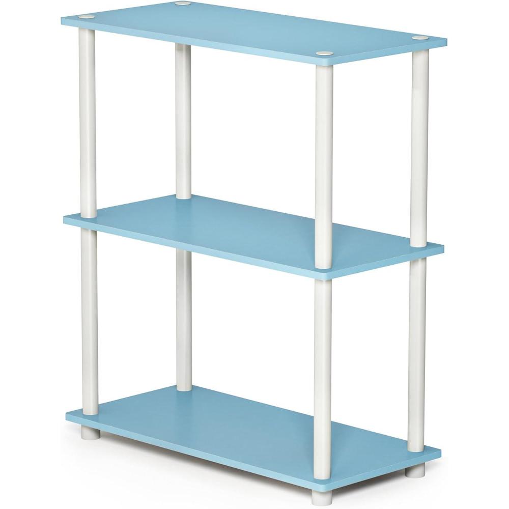 imageFurinno TURNNTUBE Corner Shelf 5Tier Corner Bookshelf Open Storage Shelves for Organization and Storage Living Room Home Office Garage Bedroom EspressoLight BlueWhite