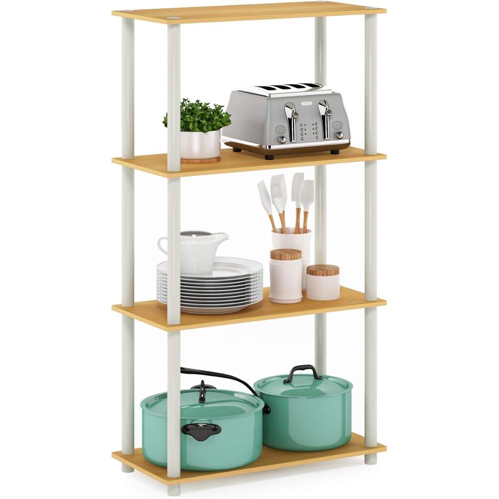 imageFurinno TURNNTUBE Corner Shelf 5Tier Corner Bookshelf Open Storage Shelves for Organization and Storage Living Room Home Office Garage Bedroom EspressoBlonde MapleWhite