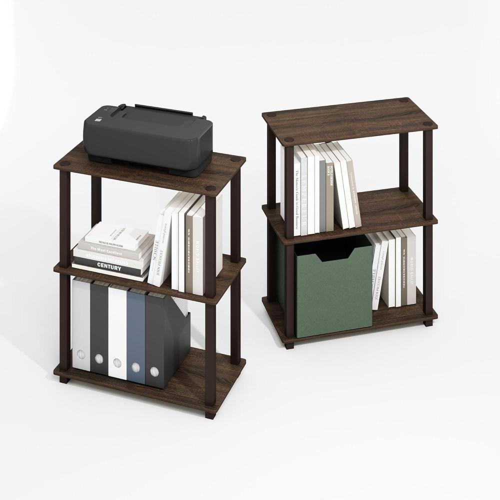 imageFurinno TURNNTUBE Corner Shelf 5Tier Corner Bookshelf Open Storage Shelves for Organization and Storage Living Room Home Office Garage Bedroom EspressoBlack WalnutBrown
