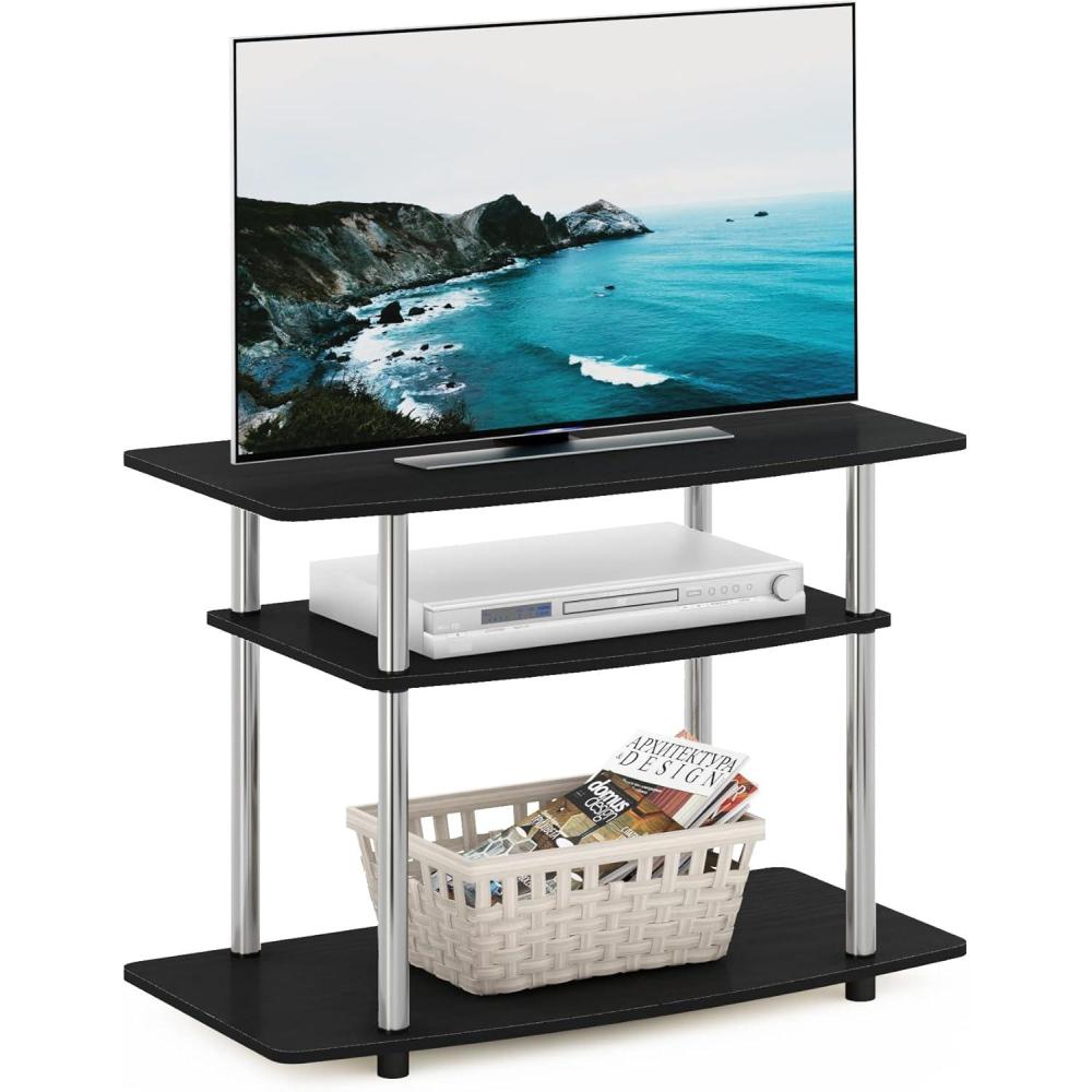 imageFurinno TurnNTube No Tools 3Tier Entertainment Center TV Stand for TV up to 32 Inch Plastic Round Tubes EspressoblackAmericano