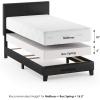 FURINNO Pessac PU Leather Upholstered Platform, Full, White(Black)