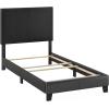 FURINNO Pessac PU Leather Upholstered Platform, Full, White(Black)