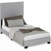 FURINNO Pessac PU Leather Upholstered Platform, Full, White(Glacier)