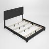 FURINNO Pessac PU Leather Upholstered Platform, Full, White(Plain Black)