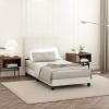 FURINNO Pessac PU Leather Upholstered Platform, Full, White(White)