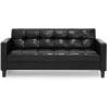 Furinno Brive Contemporary Tufted Faux Leather 3-Seater Sofa Couch for Living Room, Black Faux Leather(Black Faux Leather)