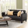 Furinno Brive Contemporary Tufted Faux Leather 3-Seater Sofa Couch for Living Room, Black Faux Leather(Black Faux Leather)