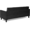 Furinno Brive Contemporary Tufted Faux Leather 3-Seater Sofa Couch for Living Room, Black Faux Leather(Black Faux Leather)