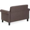 Furinno Brive Contemporary Tufted Faux Leather 3-Seater Sofa Couch for Living Room, Black Faux Leather(Brown Faux Leather)