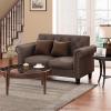 Furinno Brive Contemporary Tufted Faux Leather 3-Seater Sofa Couch for Living Room, Black Faux Leather(Brown Faux Leather)