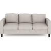 Furinno Brive Contemporary Tufted Faux Leather 3-Seater Sofa Couch for Living Room, Black Faux Leather(Fog)