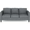 Furinno Brive Contemporary Tufted Faux Leather 3-Seater Sofa Couch for Living Room, Black Faux Leather(Gunmetal)