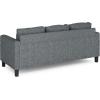 Furinno Brive Contemporary Tufted Faux Leather 3-Seater Sofa Couch for Living Room, Black Faux Leather(Gunmetal)