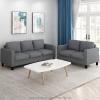 Furinno Brive Contemporary Tufted Faux Leather 3-Seater Sofa Couch for Living Room, Black Faux Leather(Gunmetal)
