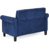 Furinno Brive Contemporary Tufted Faux Leather 3-Seater Sofa Couch for Living Room, Black Faux Leather(Navy Velvet)