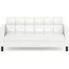 Furinno Brive Contemporary Tufted Faux Leather 3-Seater Sofa Couch for Living Room, Black Faux Leather(White Faux Leather)