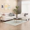 Furinno Brive Contemporary Tufted Faux Leather 3-Seater Sofa Couch for Living Room, Black Faux Leather(White Faux Leather)