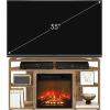 Furinno Classic 70 Inch TV Stand with Fireplace, Americano(Flagstaff Oak)