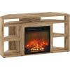 Furinno Classic 70 Inch TV Stand with Fireplace, Americano(Flagstaff Oak)