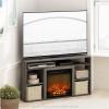 Furinno Classic 70 Inch TV Stand with Fireplace, Americano(French Oak Grey)