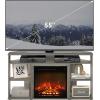 Furinno Classic 70 Inch TV Stand with Fireplace, Americano(French Oak Grey)