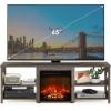 Furinno Classic 70 Inch TV Stand with Fireplace, Americano(Rustic Oak)