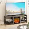 Furinno Classic 70 Inch TV Stand with Fireplace, Americano(Rustic Oak)