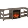 Furinno Classic 70 Inch TV Stand with Fireplace, Americano(Rustic Oak)