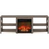Furinno Classic 70 Inch TV Stand with Fireplace, Americano(Rustic Oak)