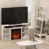 Furinno Classic 70 Inch TV Stand with Fireplace, Americano(Solid White)