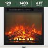 Furinno Classic 70 Inch TV Stand with Fireplace, Americano(White Emboss)