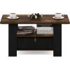 Furinno Coffee Table with Bins, Espresso/Brown(Amber Pine/Black)